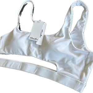 White Sports Swim Bra - Lightweight Support for Active Swim size L